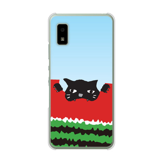 AQUOS wish3 A302SH Y!mobile 高画質仕上げ 背面印刷 ハードケースすいかをかじるネコ
