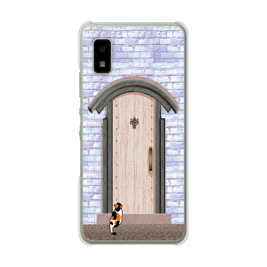 AQUOS wish3 A302SH Y!mobile 高画質仕上げ 背面印刷 ハードケース猫とドア