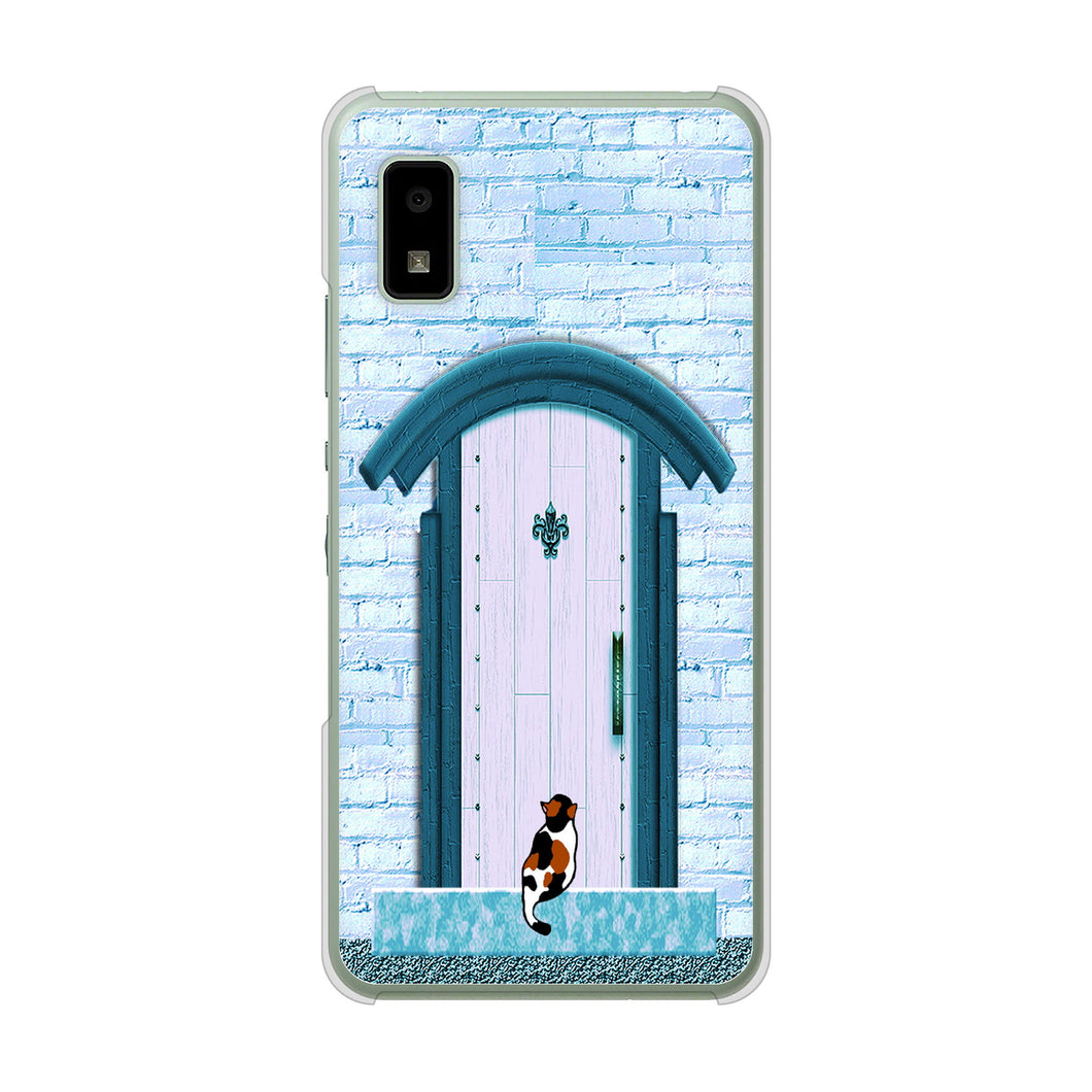 AQUOS wish3 A302SH Y!mobile 高画質仕上げ 背面印刷 ハードケース猫とドア
