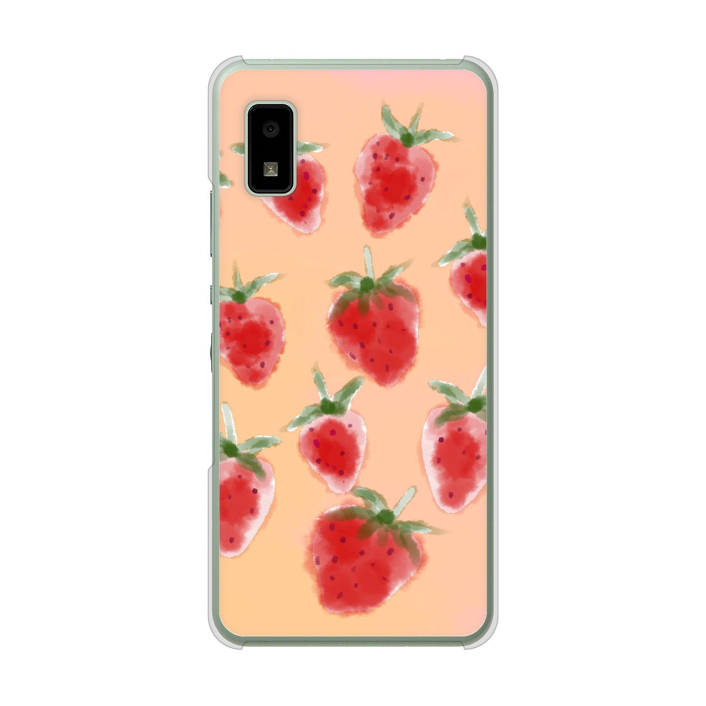 AQUOS wish3 A302SH Y!mobile 高画質仕上げ 背面印刷 ハードケースイチゴ 水彩