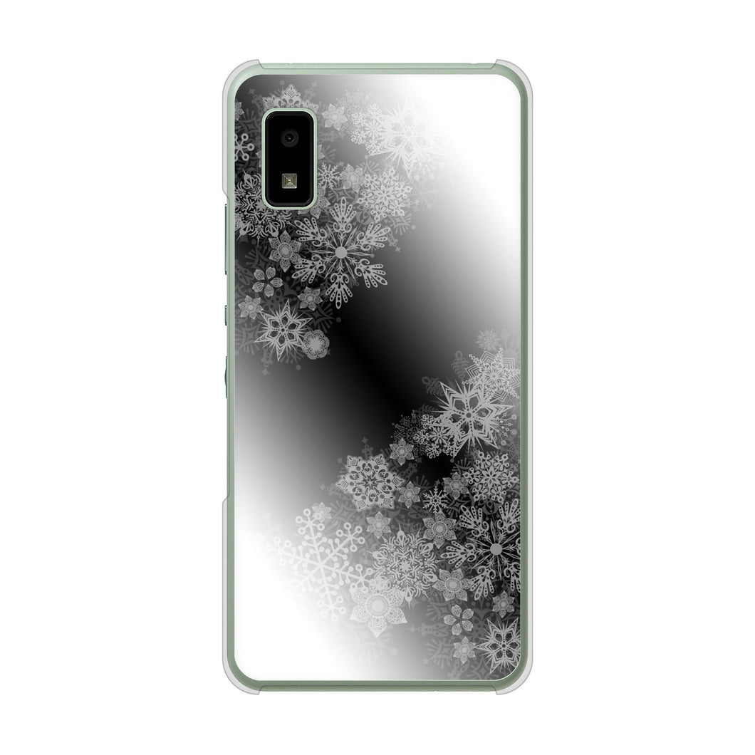 AQUOS wish3 A302SH Y!mobile 高画質仕上げ 背面印刷 ハードケース 【YJ340 モノトーン 雪の結晶 】