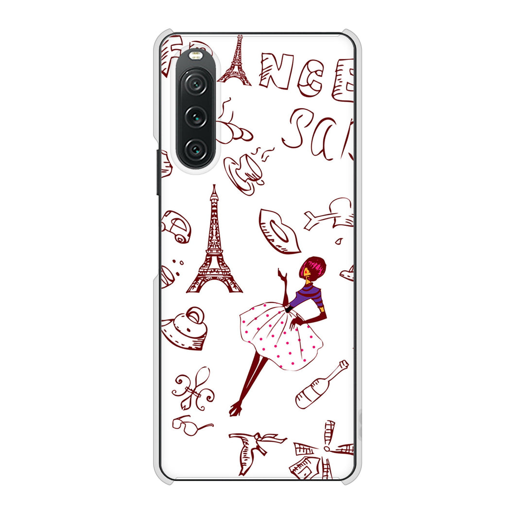 Xperia 10 V A302SO SoftBank 高画質仕上げ 背面印刷 ハードケースLOVE フランス