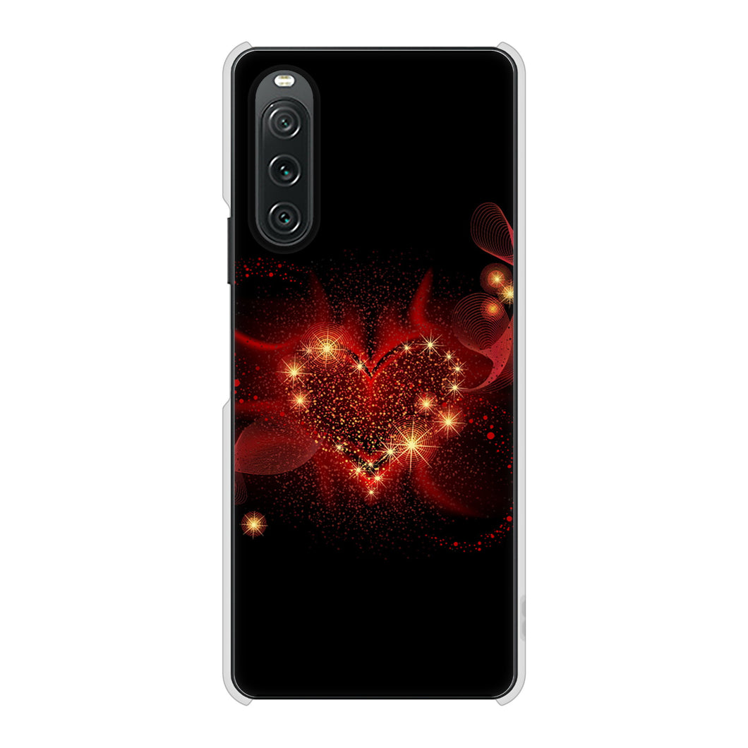 Xperia 10 V A302SO SoftBank 高画質仕上げ 背面印刷 ハードケースきらめきハート