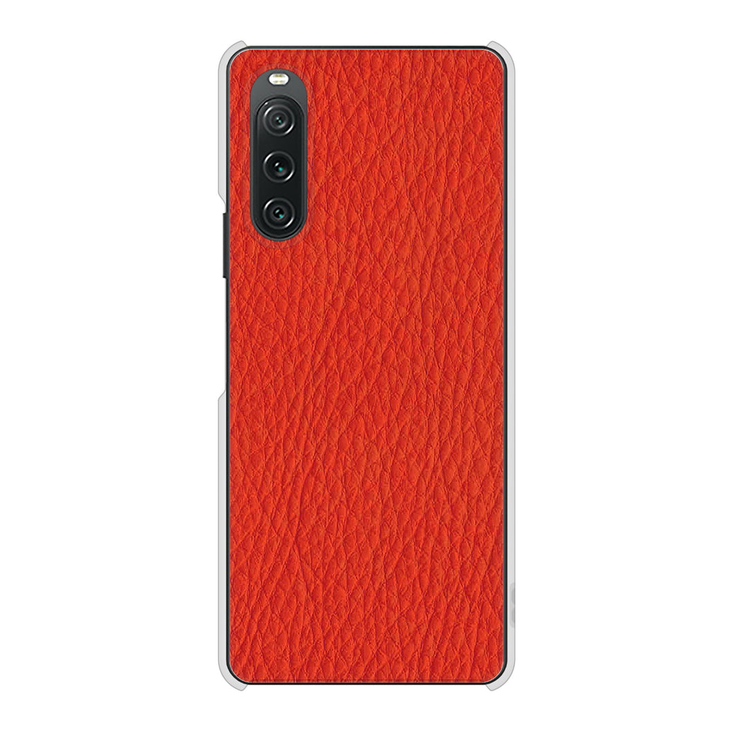 Xperia 10 V A302SO SoftBank 高画質仕上げ 背面印刷 ハードケース 【EK852 レザー風レッド】