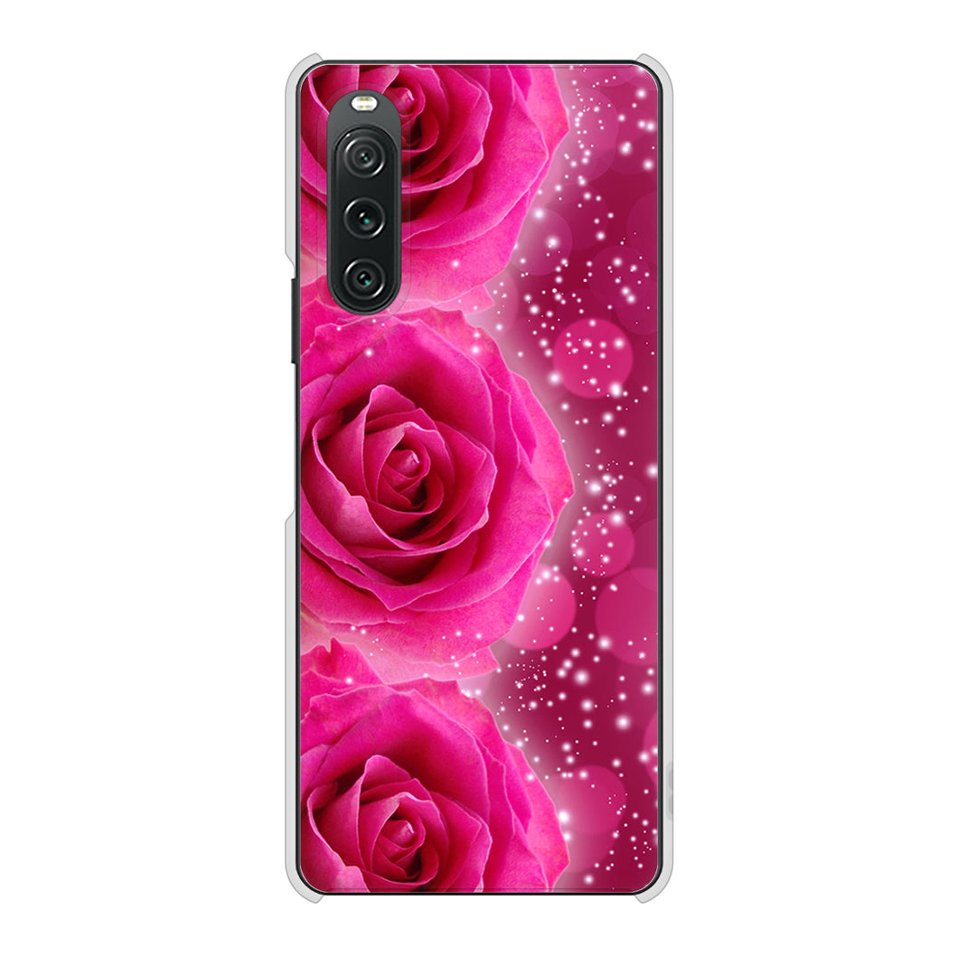 Xperia 10 V A302SO SoftBank 高画質仕上げ 背面印刷 ハードケース 【VA815 3連のバラ】