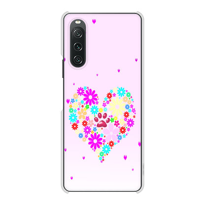 Xperia 10 V A302SO SoftBank 高画質仕上げ 背面印刷 ハードケースハートと肉球