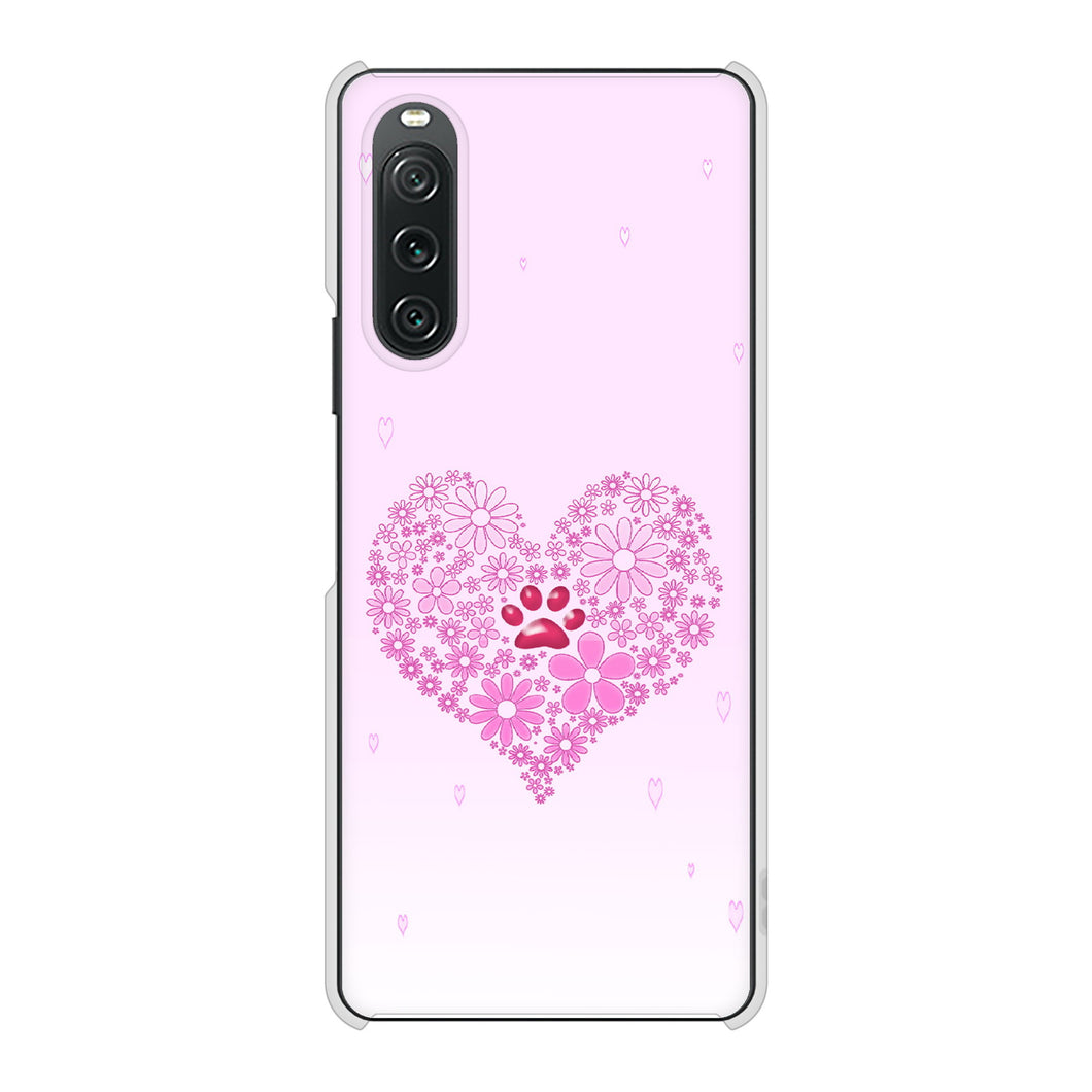 Xperia 10 V A302SO SoftBank 高画質仕上げ 背面印刷 ハードケースハートと肉球