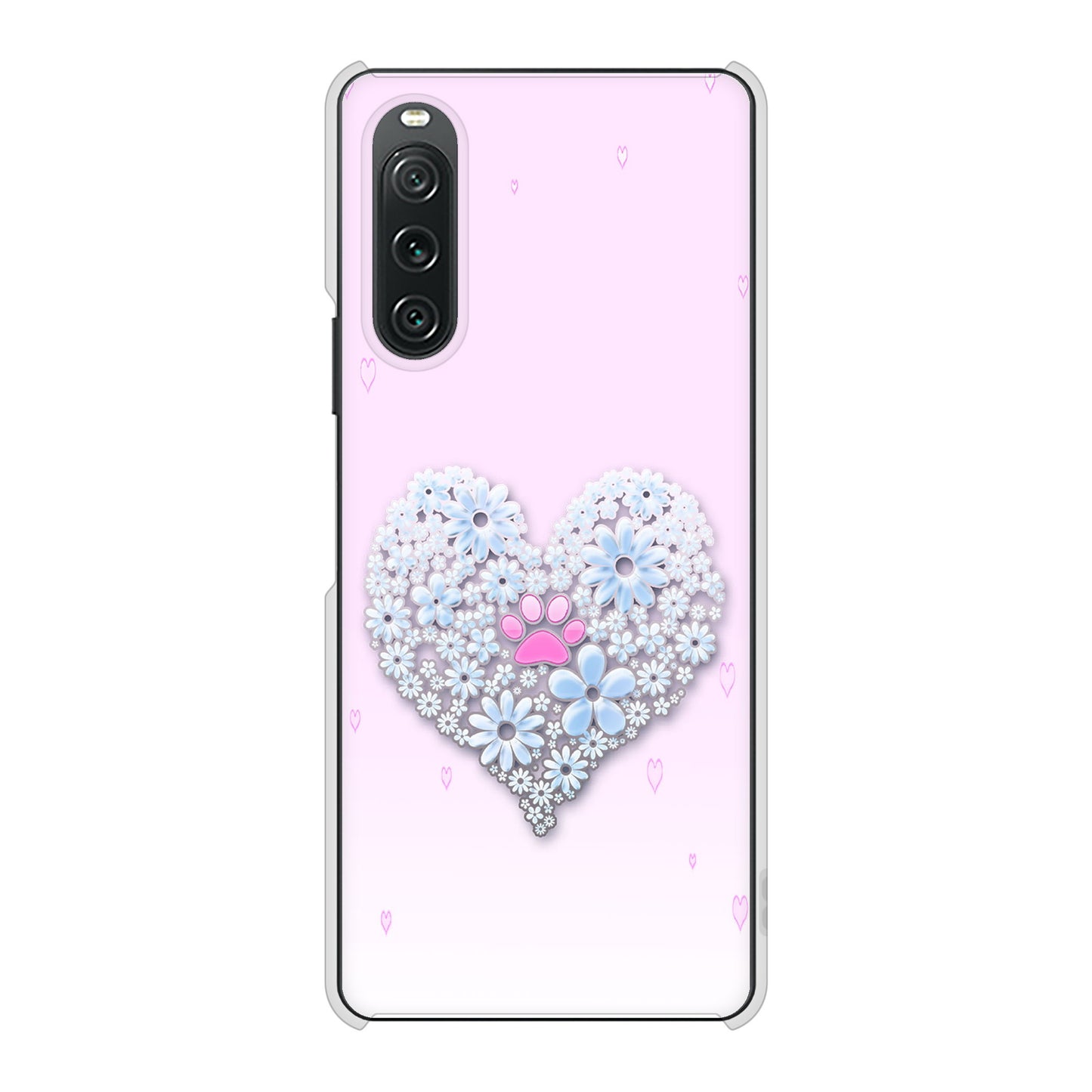 Xperia 10 V A302SO SoftBank 高画質仕上げ 背面印刷 ハードケースハートと肉球