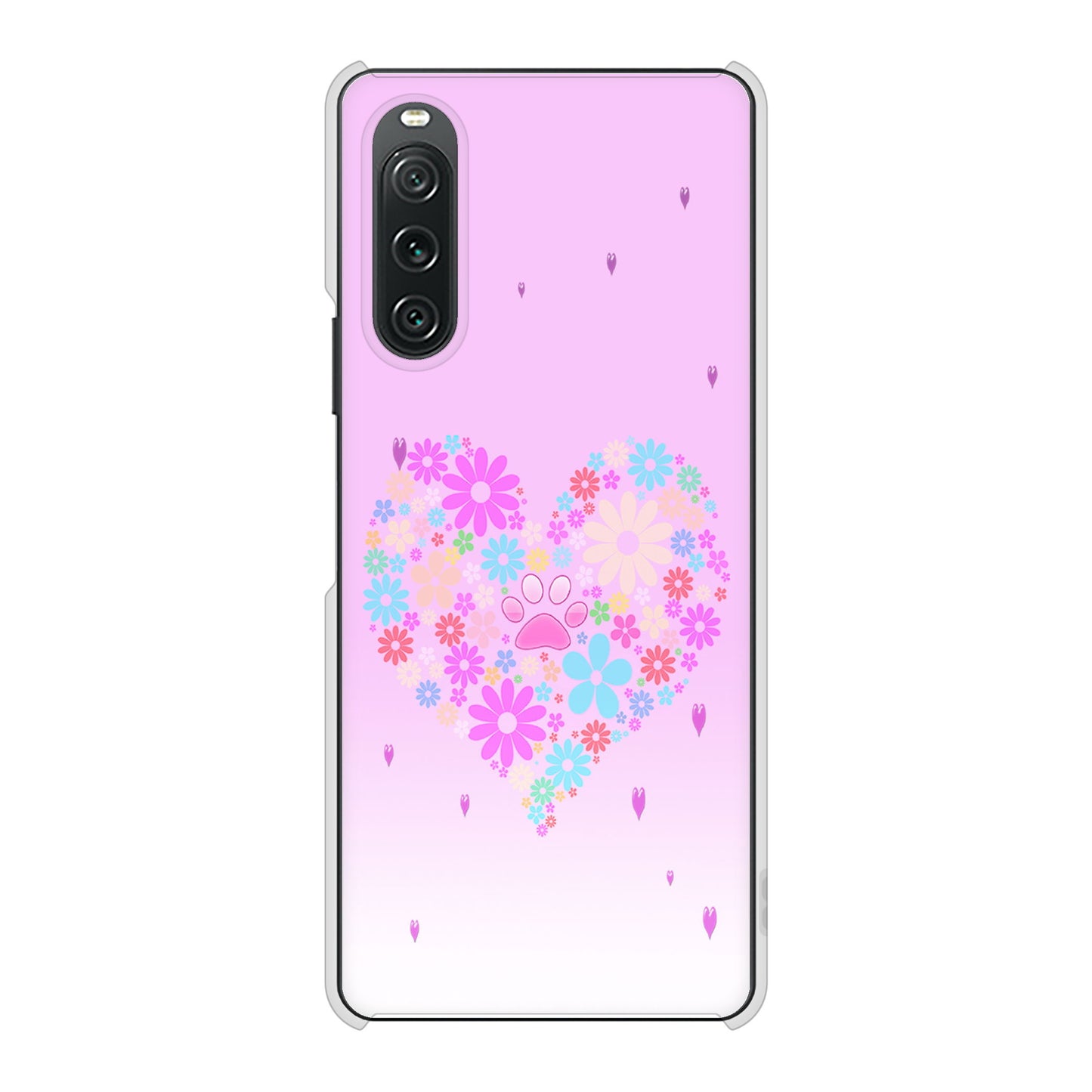 Xperia 10 V A302SO SoftBank 高画質仕上げ 背面印刷 ハードケースハートと肉球
