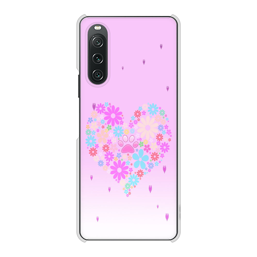 Xperia 10 V A302SO SoftBank 高画質仕上げ 背面印刷 ハードケースハートと肉球