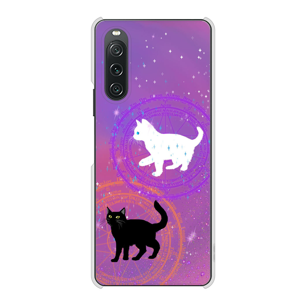 Xperia 10 V A302SO SoftBank 高画質仕上げ 背面印刷 ハードケース魔法陣猫