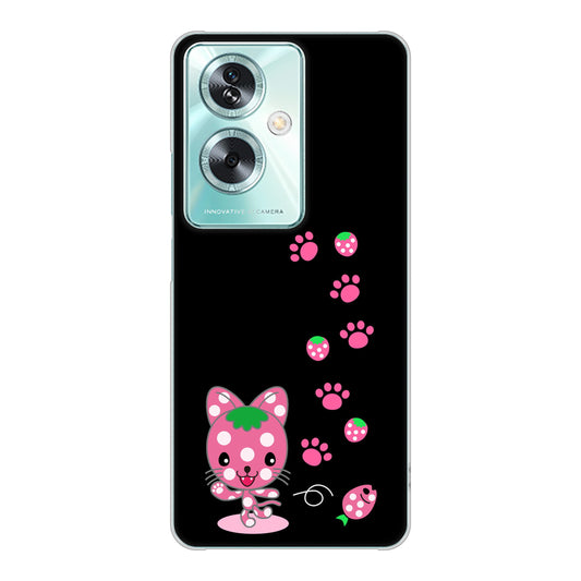 OPPO A79 5G A303OP Y!mobile 高画質仕上げ 背面印刷 ハードケースむかいあぐる イチゴ猫のにゃんベリー