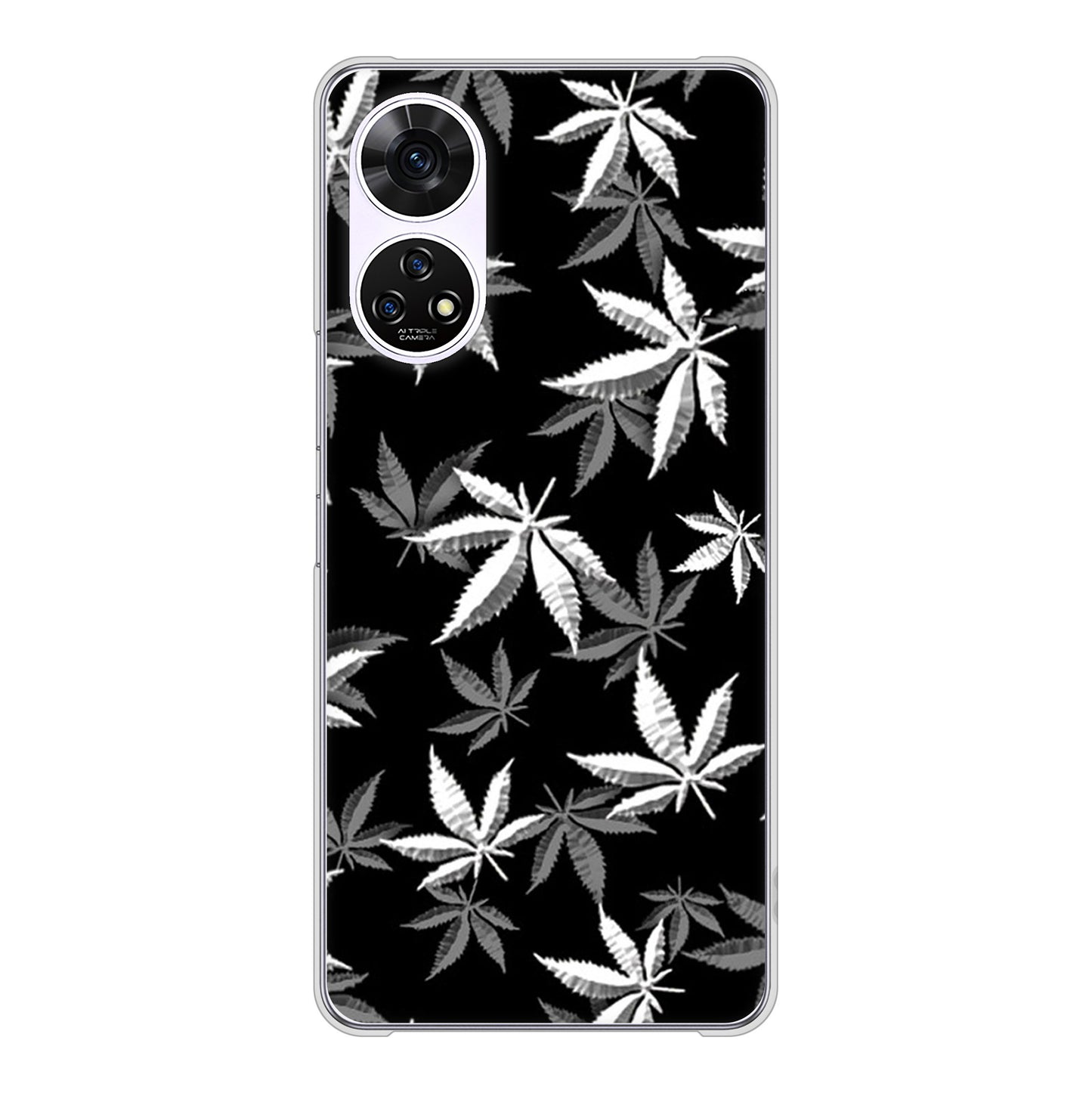 あんしんファミリースマホ A303ZT SoftBank 高画質仕上げ 背面印刷 ハードケース 【064 モノトーン大麻ブラック】