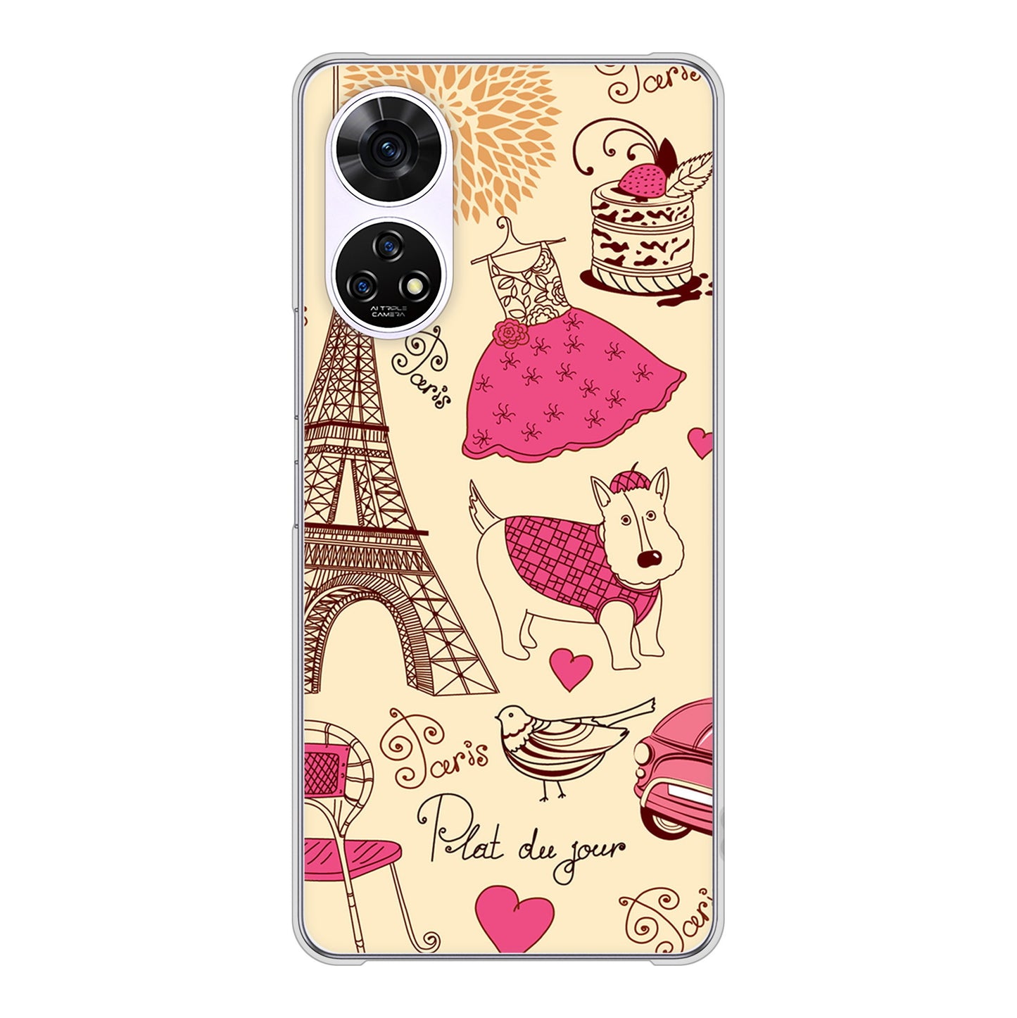 あんしんファミリースマホ A303ZT SoftBank 高画質仕上げ 背面印刷 ハードケースLOVE フランス