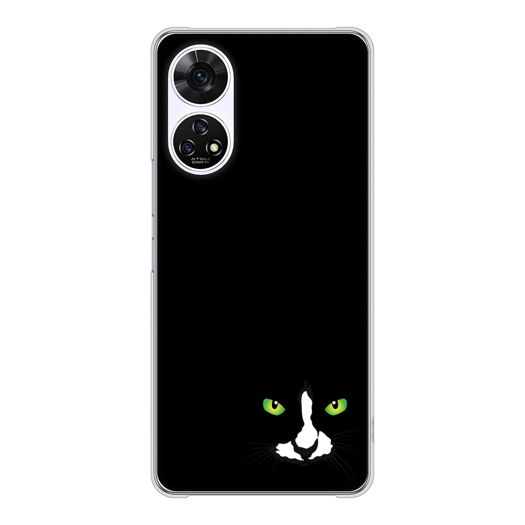 あんしんファミリースマホ A303ZT SoftBank 高画質仕上げ 背面印刷 ハードケース 【398 黒ネコ】