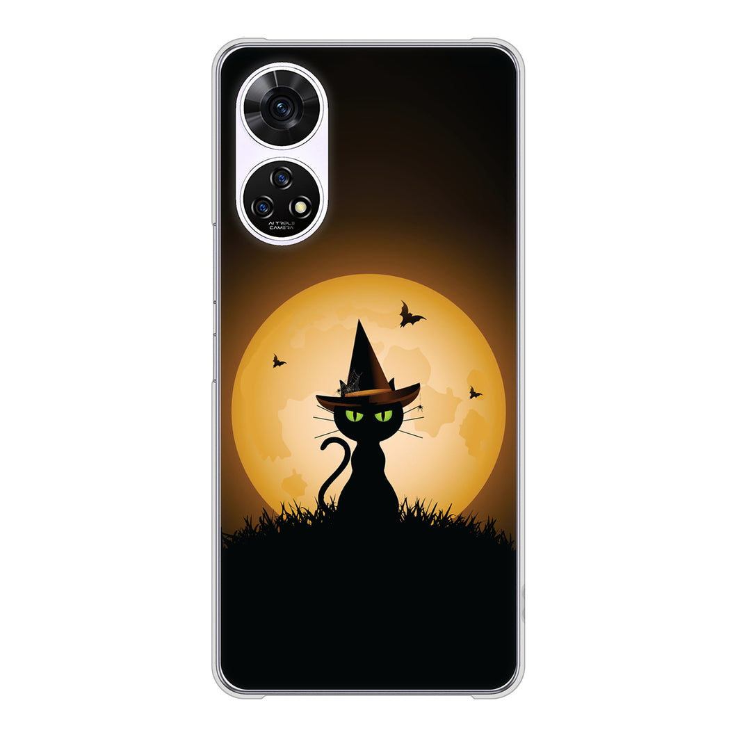 あんしんファミリースマホ A303ZT SoftBank 高画質仕上げ 背面印刷 ハードケース夜とネコ