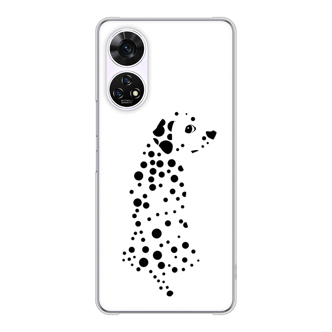 あんしんファミリースマホ A303ZT SoftBank 高画質仕上げ 背面印刷 ハードケース 【1038 振り向くダルメシアン（WH）】