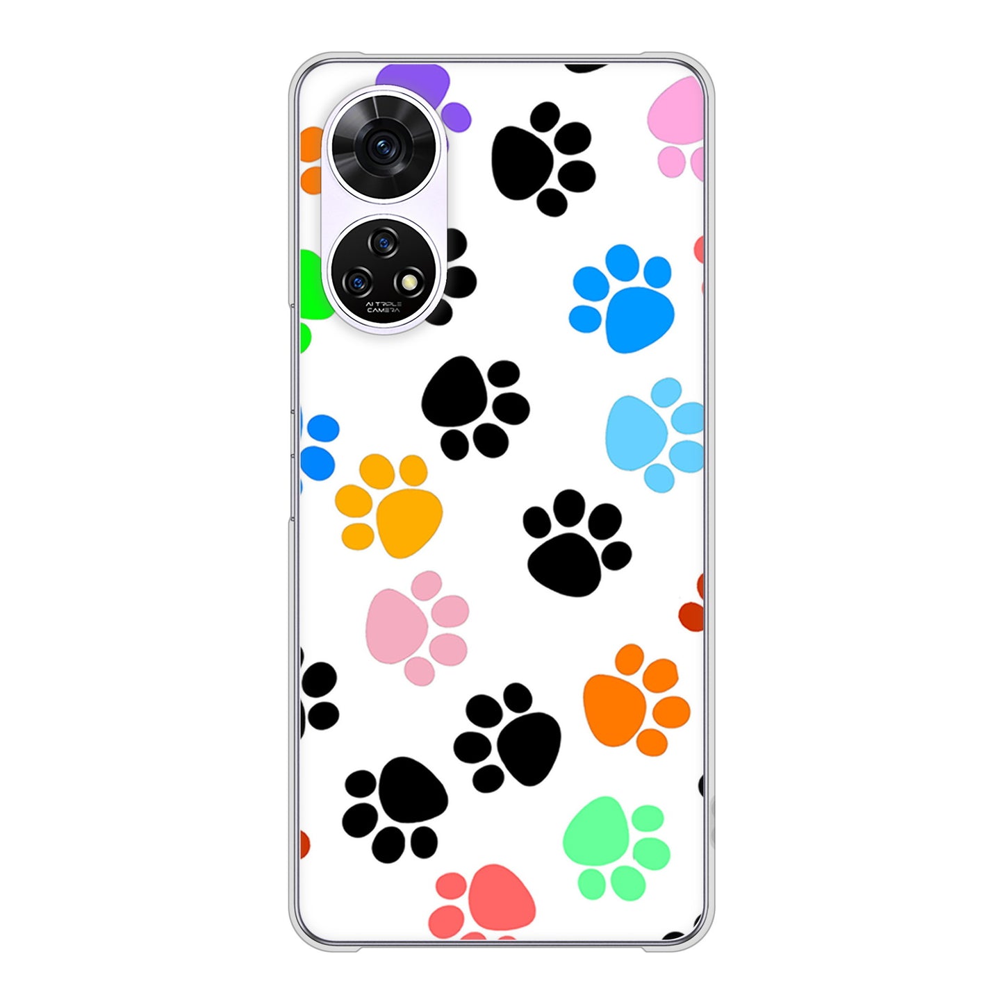 あんしんファミリースマホ A303ZT SoftBank 高画質仕上げ 背面印刷 ハードケース 【1108 あしあとカラフル】