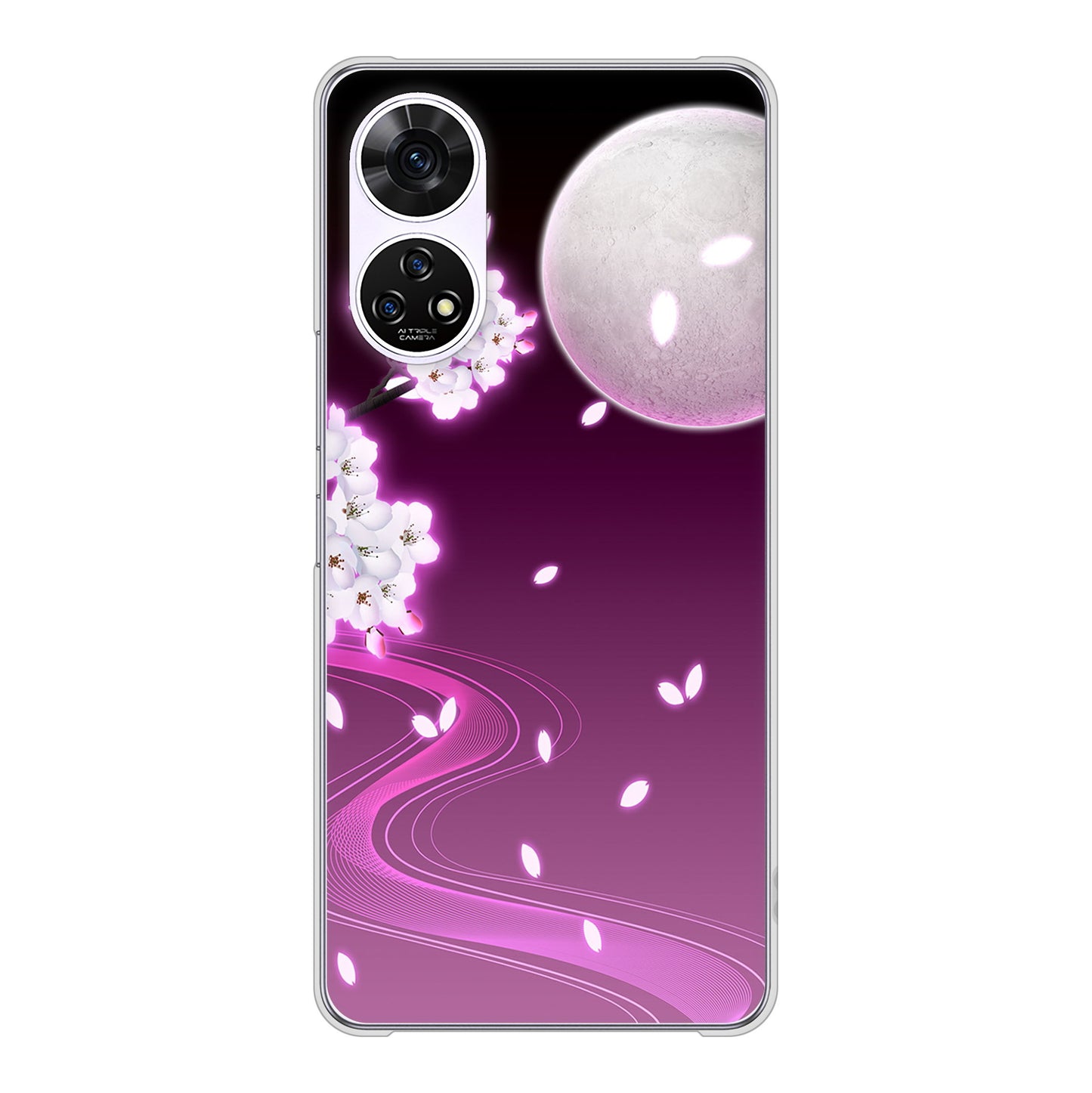 あんしんファミリースマホ A303ZT SoftBank 高画質仕上げ 背面印刷 ハードケース 【1223 紫に染まる月と桜】