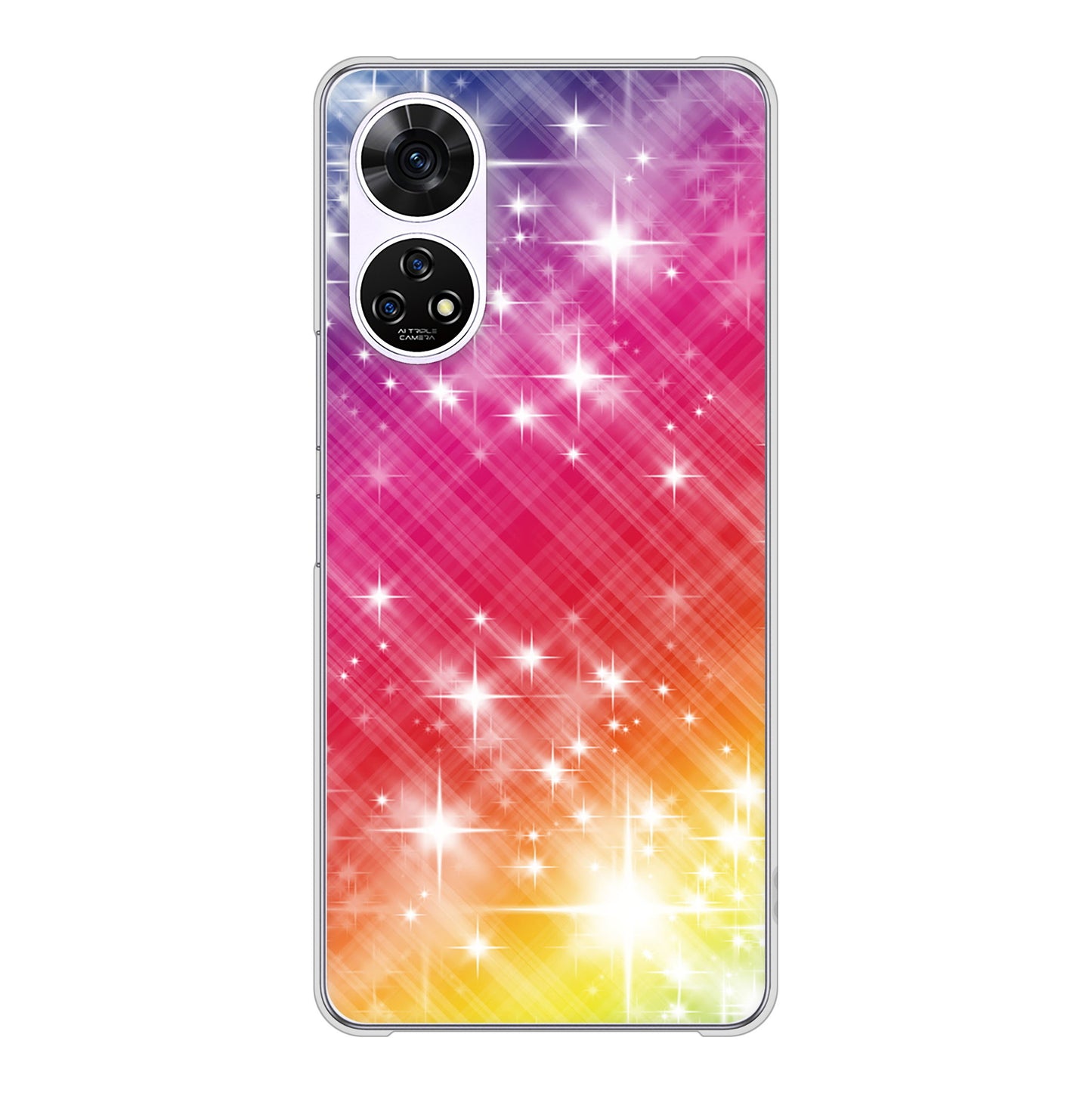 あんしんファミリースマホ A303ZT SoftBank 高画質仕上げ 背面印刷 ハードケース 【VA872 レインボーフレーム】