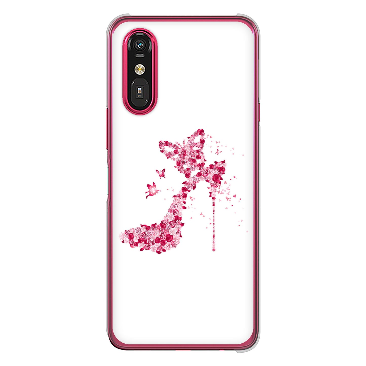 らくらくスマートフォン a A401FC  Y!mobile 高画質仕上げ 背面印刷 ハードケース 【387 薔薇のハイヒール】