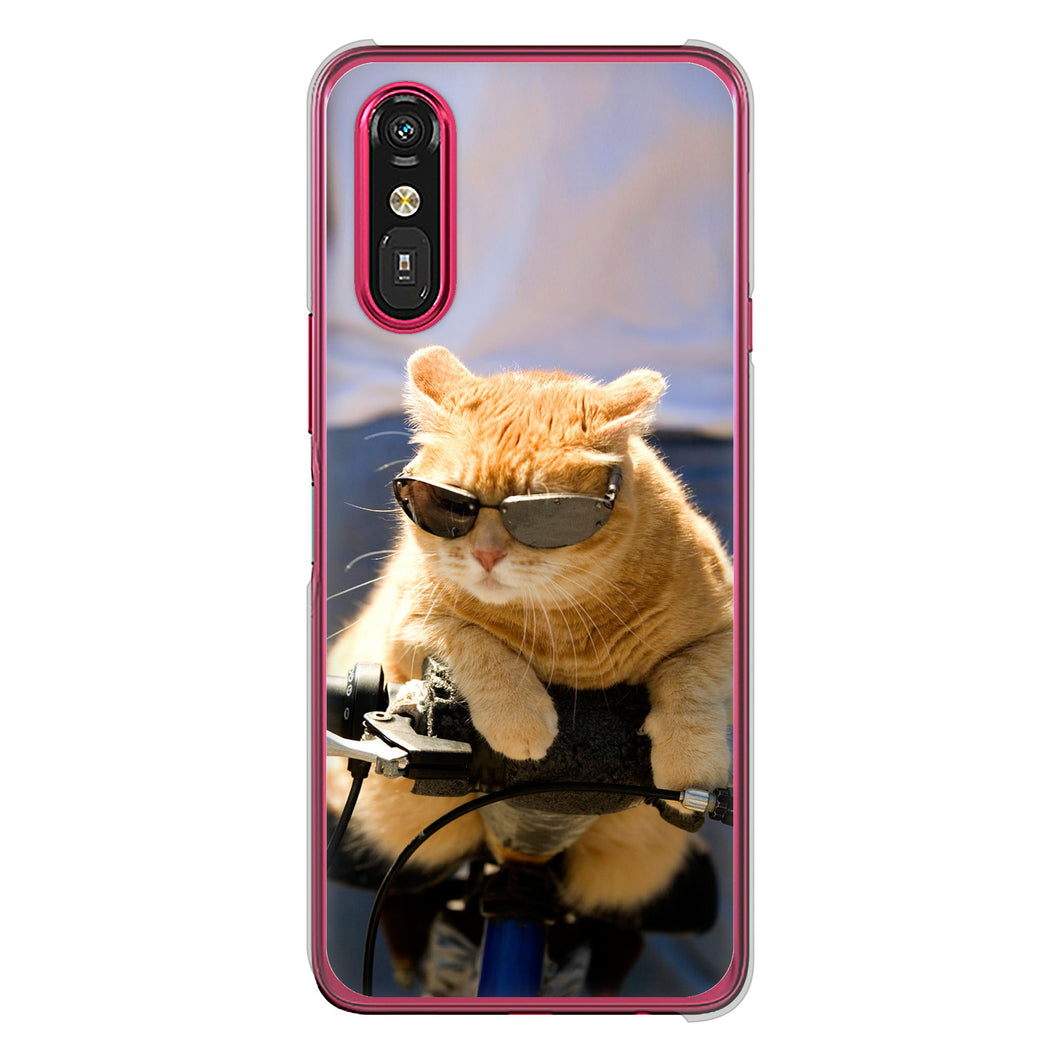 らくらくスマートフォン a A401FC  Y!mobile 高画質仕上げ 背面印刷 ハードケース 【595 にゃんとサイクル】