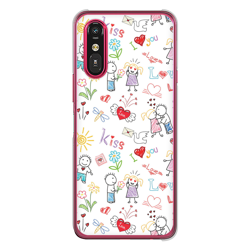 らくらくスマートフォン a A401FC  Y!mobile 高画質仕上げ 背面印刷 ハードケースカップル＆ファミリー