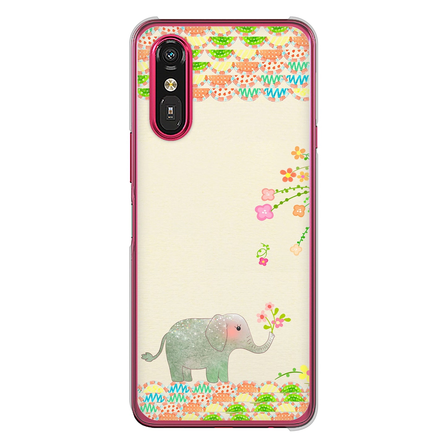 らくらくスマートフォン a A401FC  Y!mobile 高画質仕上げ 背面印刷 ハードケース 【1039 お散歩ゾウさん】
