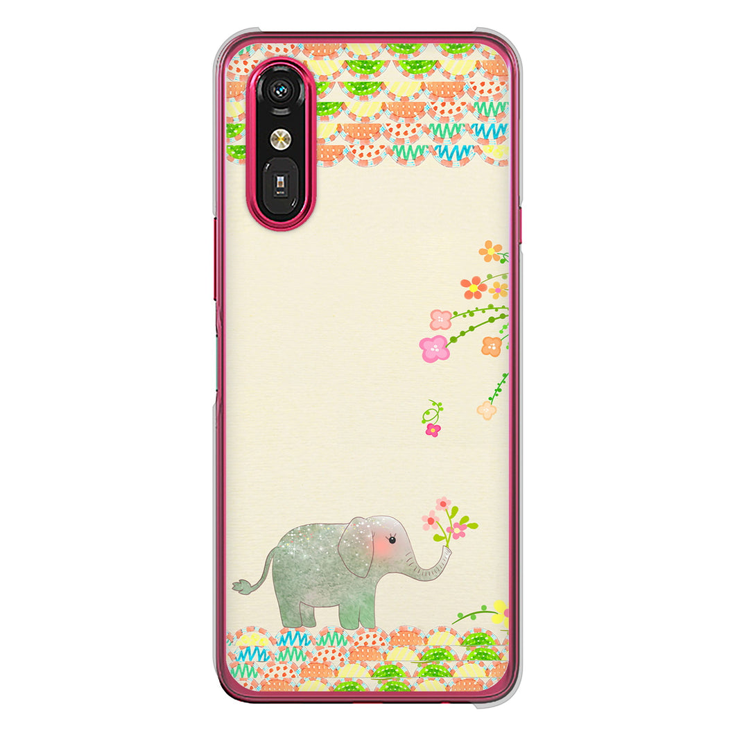 らくらくスマートフォン a A401FC  Y!mobile 高画質仕上げ 背面印刷 ハードケース 【1039 お散歩ゾウさん】