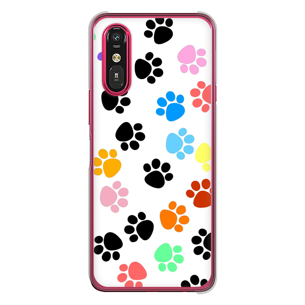 らくらくスマートフォン a A401FC  Y!mobile 高画質仕上げ 背面印刷 ハードケース 【1108 あしあとカラフル】