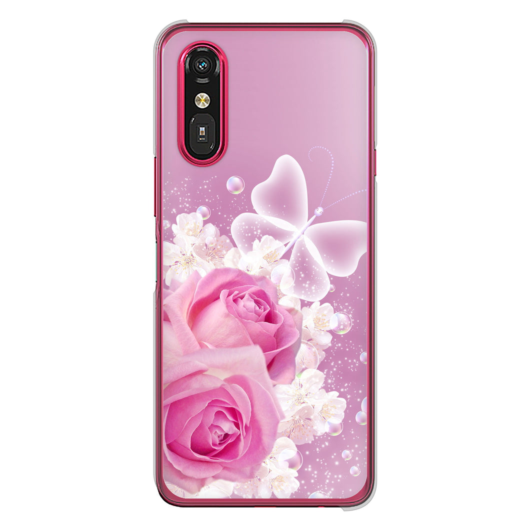 らくらくスマートフォン a A401FC  Y!mobile 高画質仕上げ 背面印刷 ハードケースロマンチックなバラ