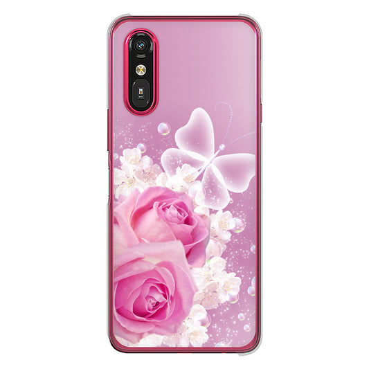 らくらくスマートフォン a A401FC  Y!mobile 高画質仕上げ 背面印刷 ハードケースロマンチックなバラ