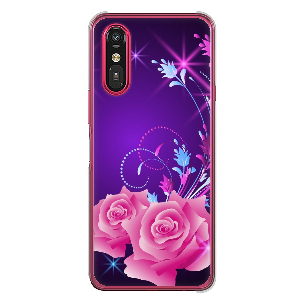 らくらくスマートフォン a A401FC  Y!mobile 高画質仕上げ 背面印刷 ハードケースロマンチックなバラ