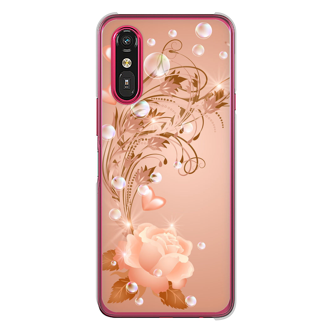 らくらくスマートフォン a A401FC  Y!mobile 高画質仕上げ 背面印刷 ハードケースロマンチックなバラ