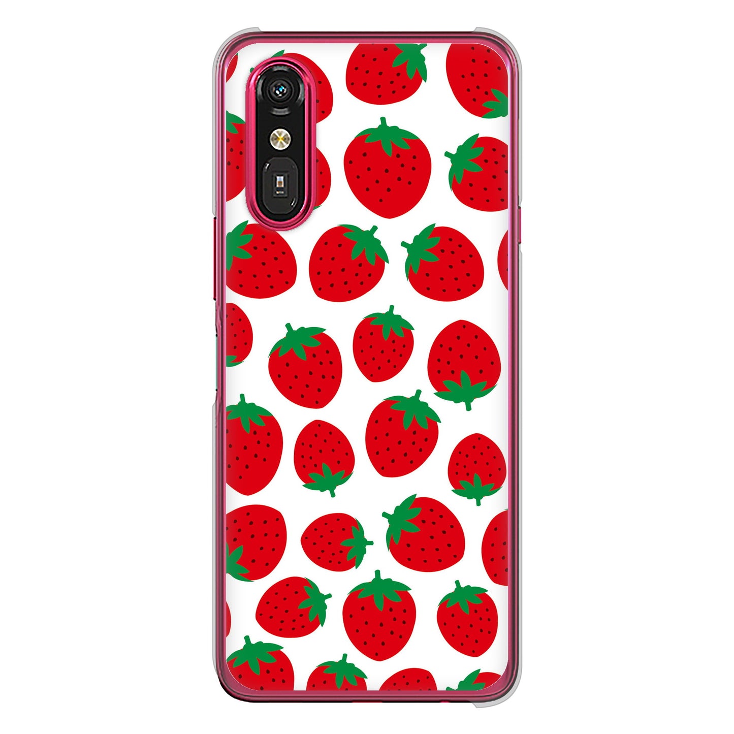 らくらくスマートフォン a A401FC  Y!mobile 高画質仕上げ 背面印刷 ハードケース小さいイチゴ模様