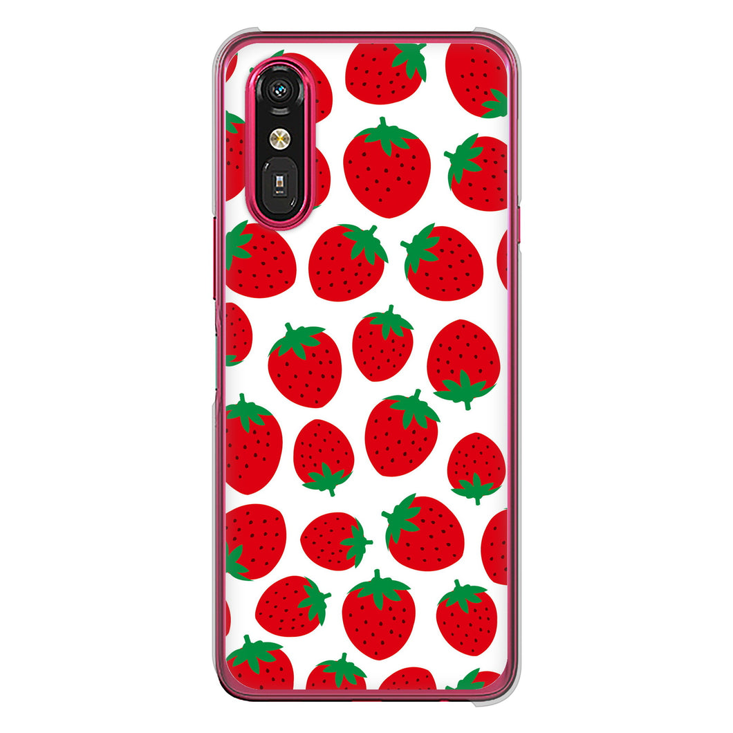 らくらくスマートフォン a A401FC  Y!mobile 高画質仕上げ 背面印刷 ハードケース小さいイチゴ模様