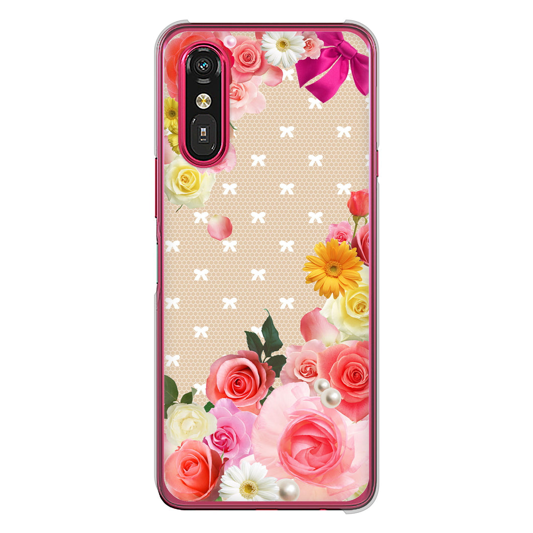 らくらくスマートフォン a A401FC  Y!mobile 高画質仕上げ 背面印刷 ハードケースロマンチックなバラ