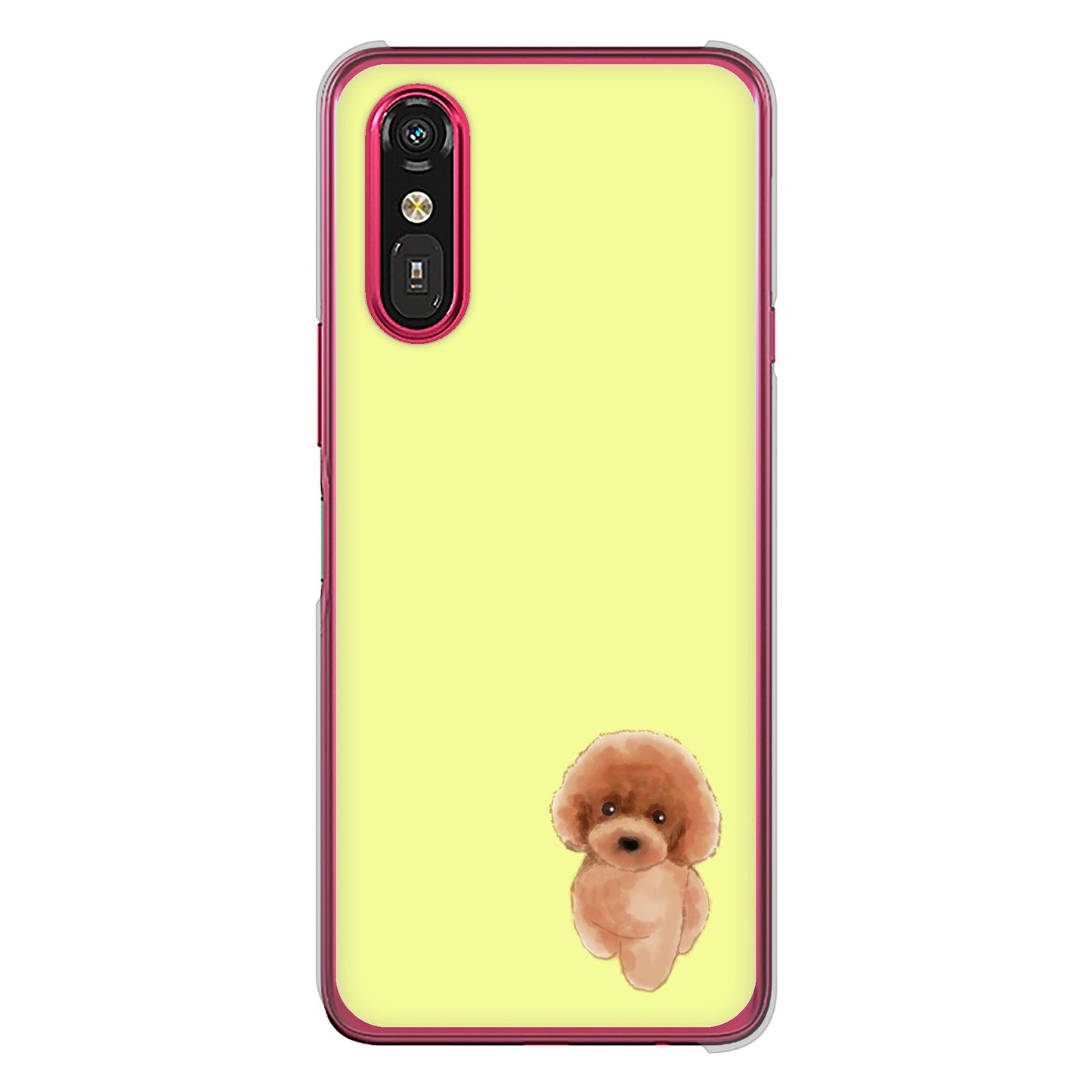 らくらくスマートフォン a A401FC  Y!mobile 高画質仕上げ 背面印刷 ハードケーストイプードルレッド