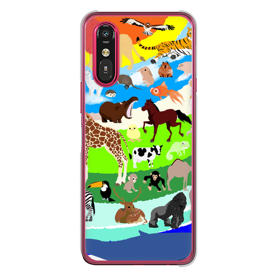 らくらくスマートフォン a A401FC  Y!mobile 高画質仕上げ 背面印刷 ハードケース 【YJ201 アニマルプラネット】
