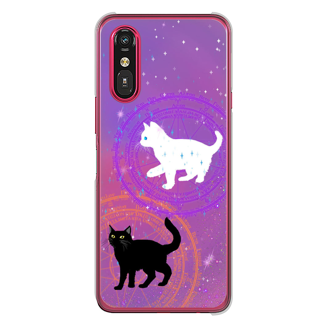 らくらくスマートフォン a A401FC  Y!mobile 高画質仕上げ 背面印刷 ハードケース魔法陣猫