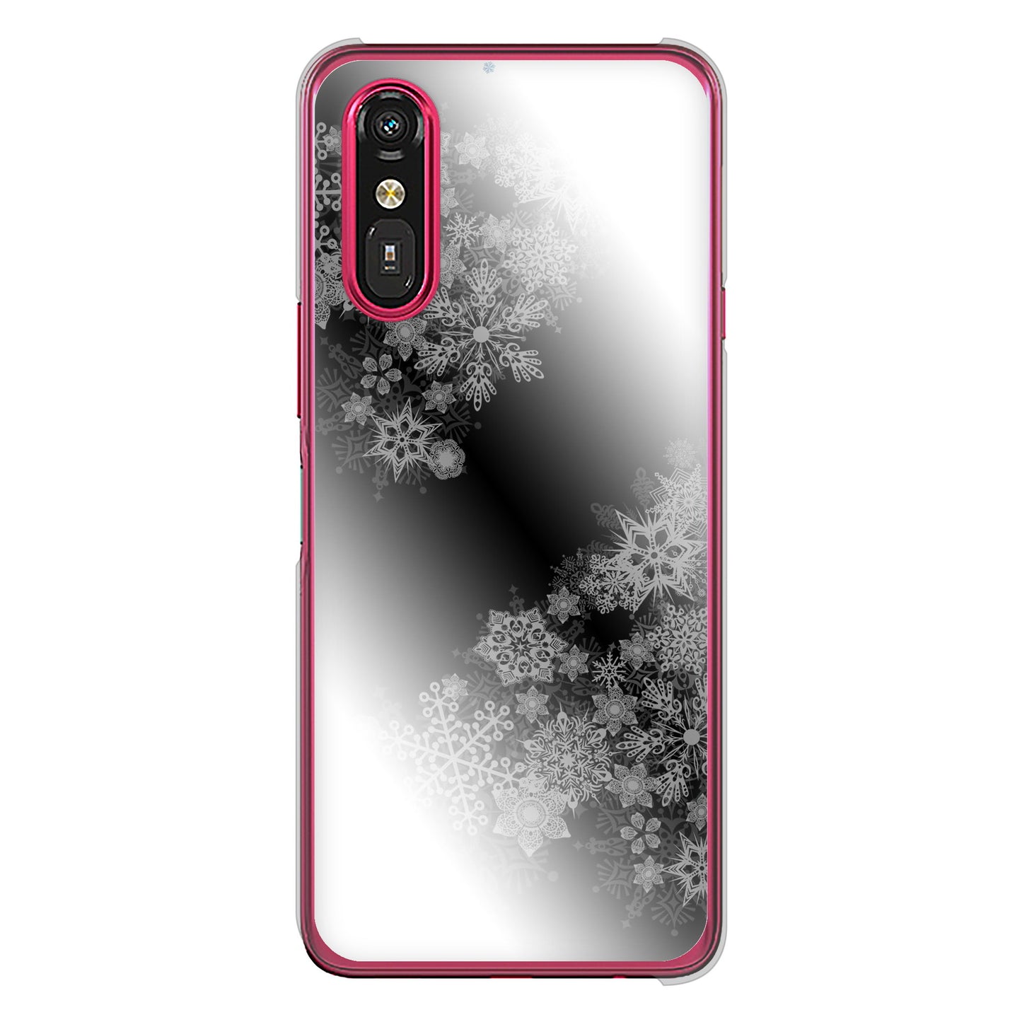 らくらくスマートフォン a A401FC  Y!mobile 高画質仕上げ 背面印刷 ハードケース 【YJ340 モノトーン 雪の結晶 】