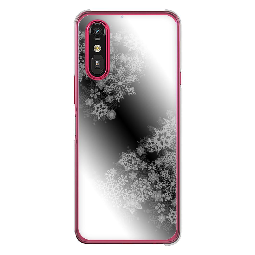 らくらくスマートフォン a A401FC  Y!mobile 高画質仕上げ 背面印刷 ハードケース 【YJ340 モノトーン 雪の結晶 】