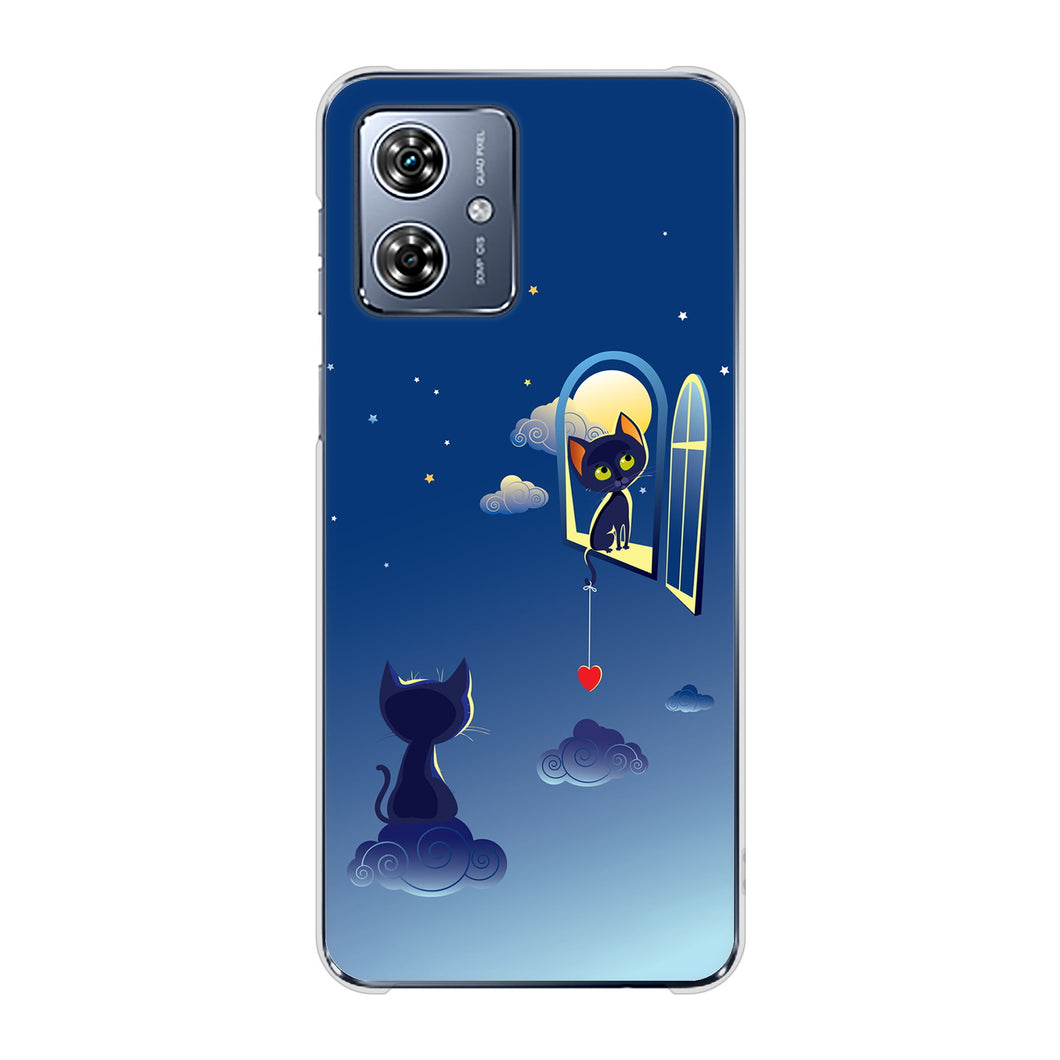 moto g64y 5G A401MO Y!mobile 高画質仕上げ 背面印刷 ハードケース夜とネコ