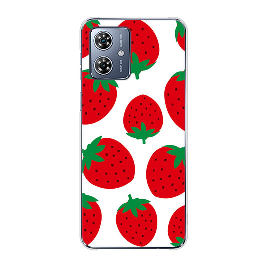 moto g64y 5G A401MO Y!mobile 高画質仕上げ 背面印刷 ハードケース大きいイチゴ模様