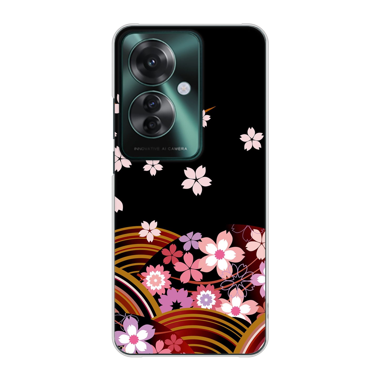 OPPO Reno11 A A401OP Y!mobile 高画質仕上げ 背面印刷 ハードケース 【1237 和柄＆筆文字・夜桜の宴】