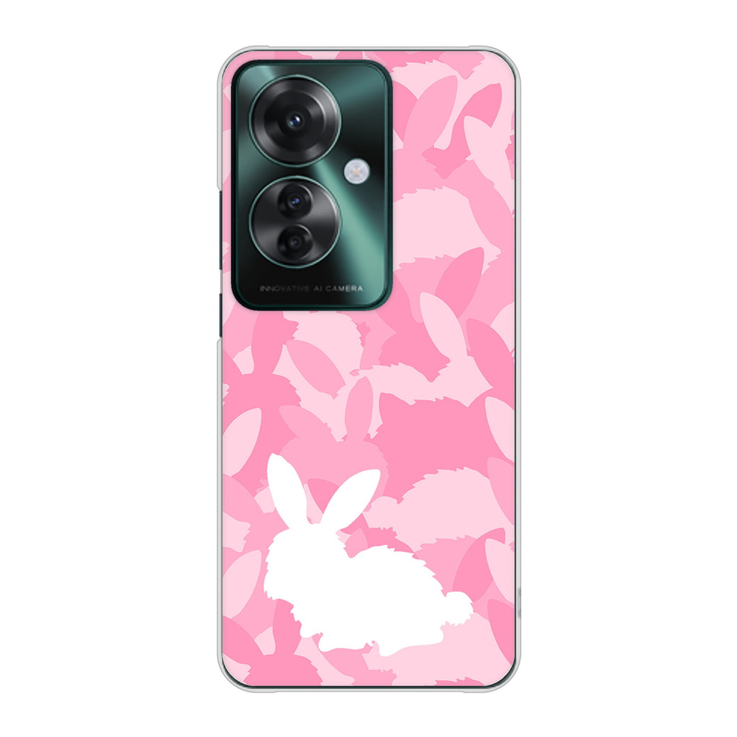 OPPO Reno11 A A401OP Y!mobile 高画質仕上げ 背面印刷 ハードケースむかいあぐる うさぎ迷彩風