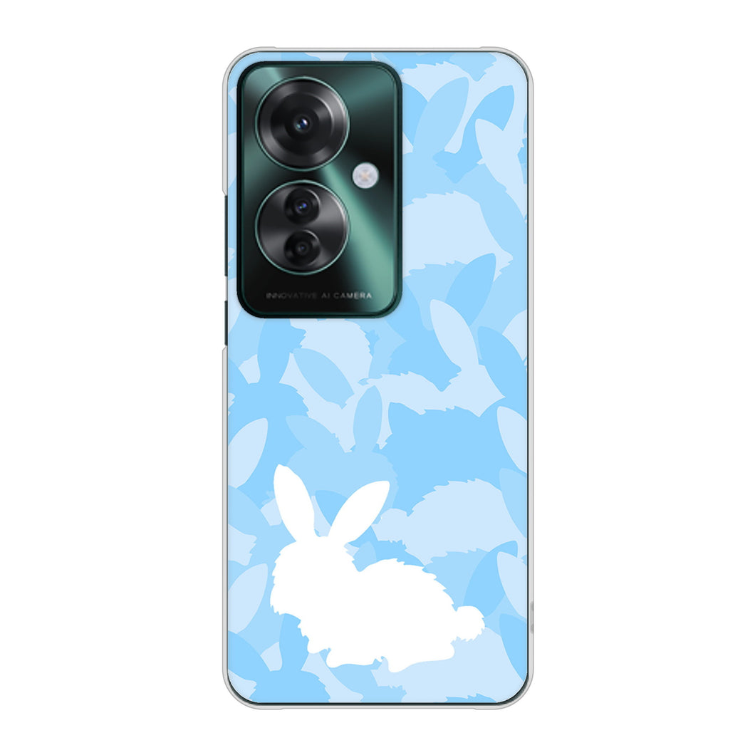 OPPO Reno11 A A401OP Y!mobile 高画質仕上げ 背面印刷 ハードケースむかいあぐる うさぎ迷彩風