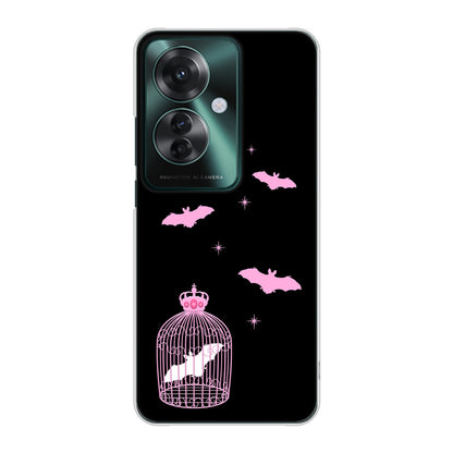 OPPO Reno11 A A401OP Y!mobile 高画質仕上げ 背面印刷 ハードケースむかいあぐる こうもりの王冠鳥かご