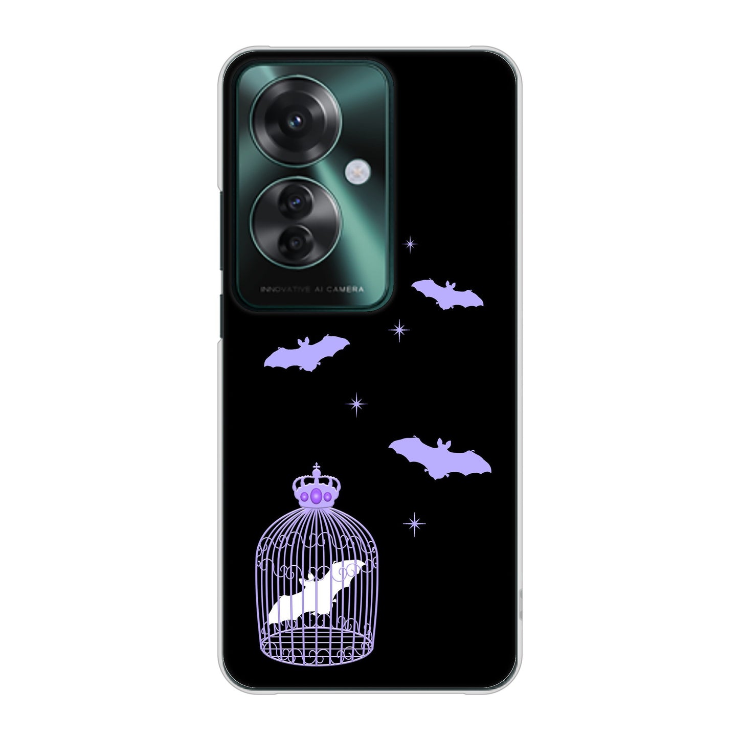 OPPO Reno11 A A401OP Y!mobile 高画質仕上げ 背面印刷 ハードケースむかいあぐる こうもりの王冠鳥かご
