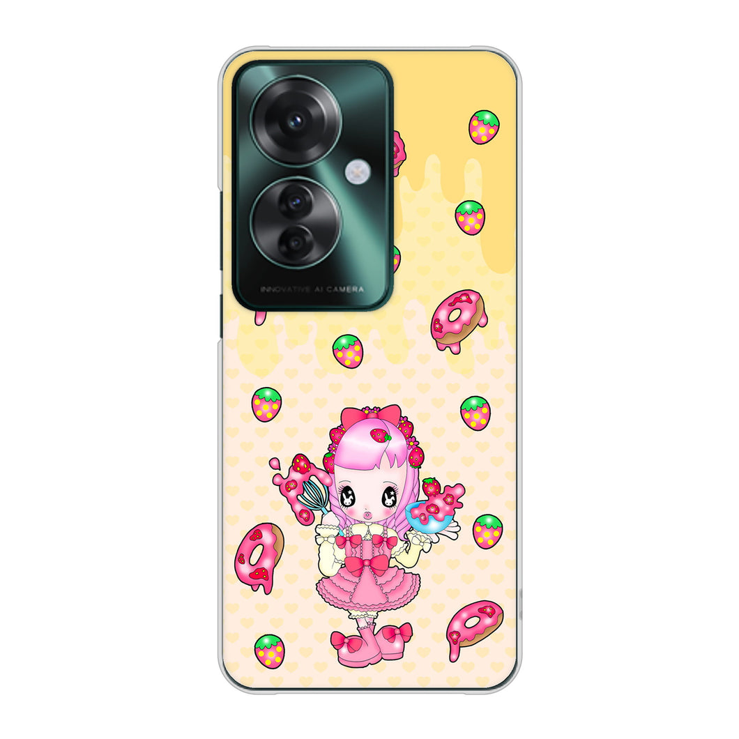 OPPO Reno11 A A401OP Y!mobile 高画質仕上げ 背面印刷 ハードケースむかいあぐる ストロベリードーナツ